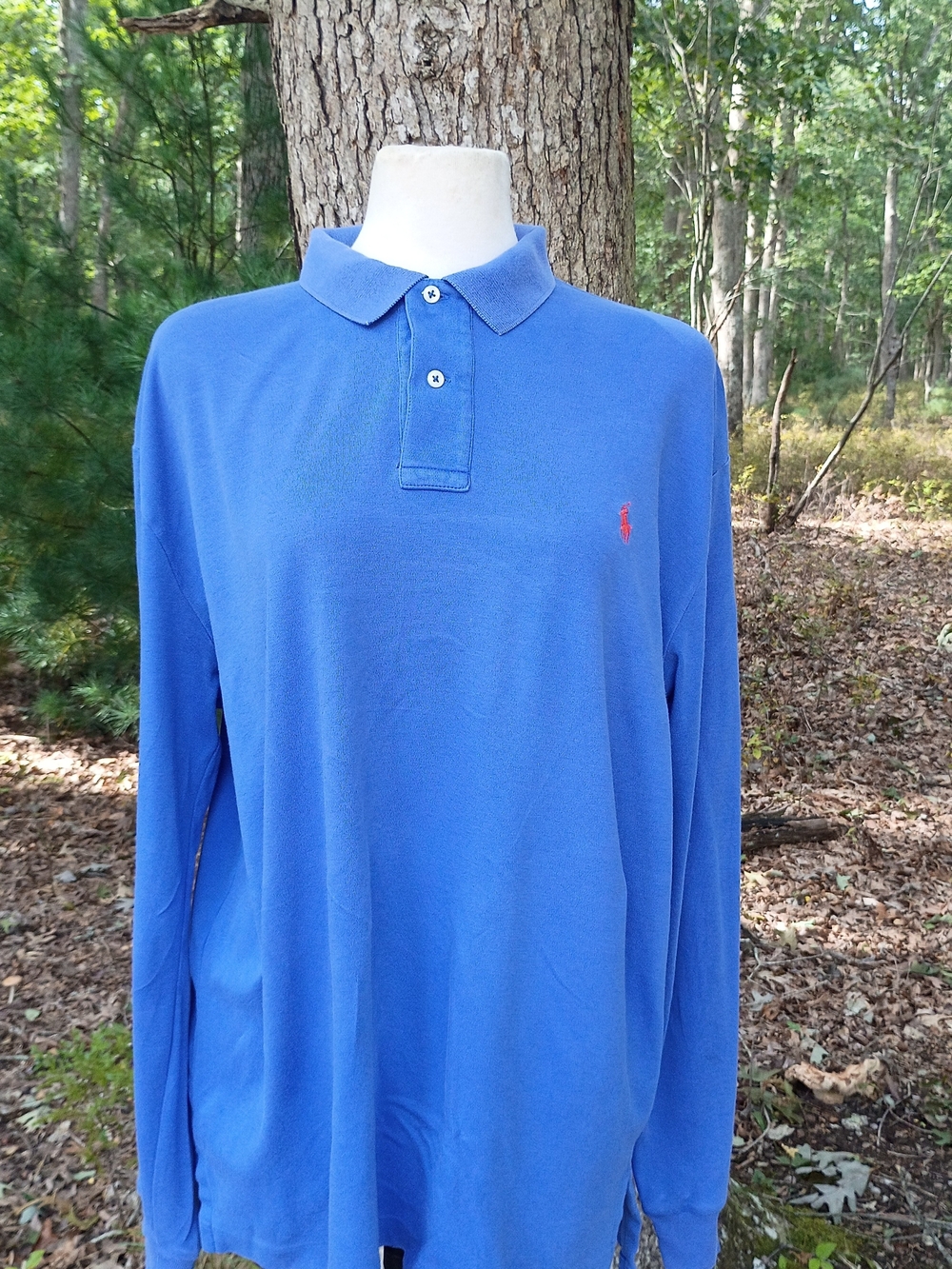 Polo Ralph Lauren Blue Long Sleeve Cotton Polo Shirt Red Pony Size L